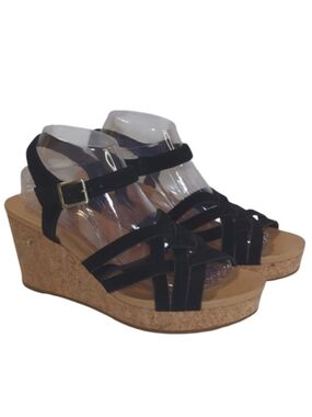 UGG UMA Black Wedge Sandals Size 9.5